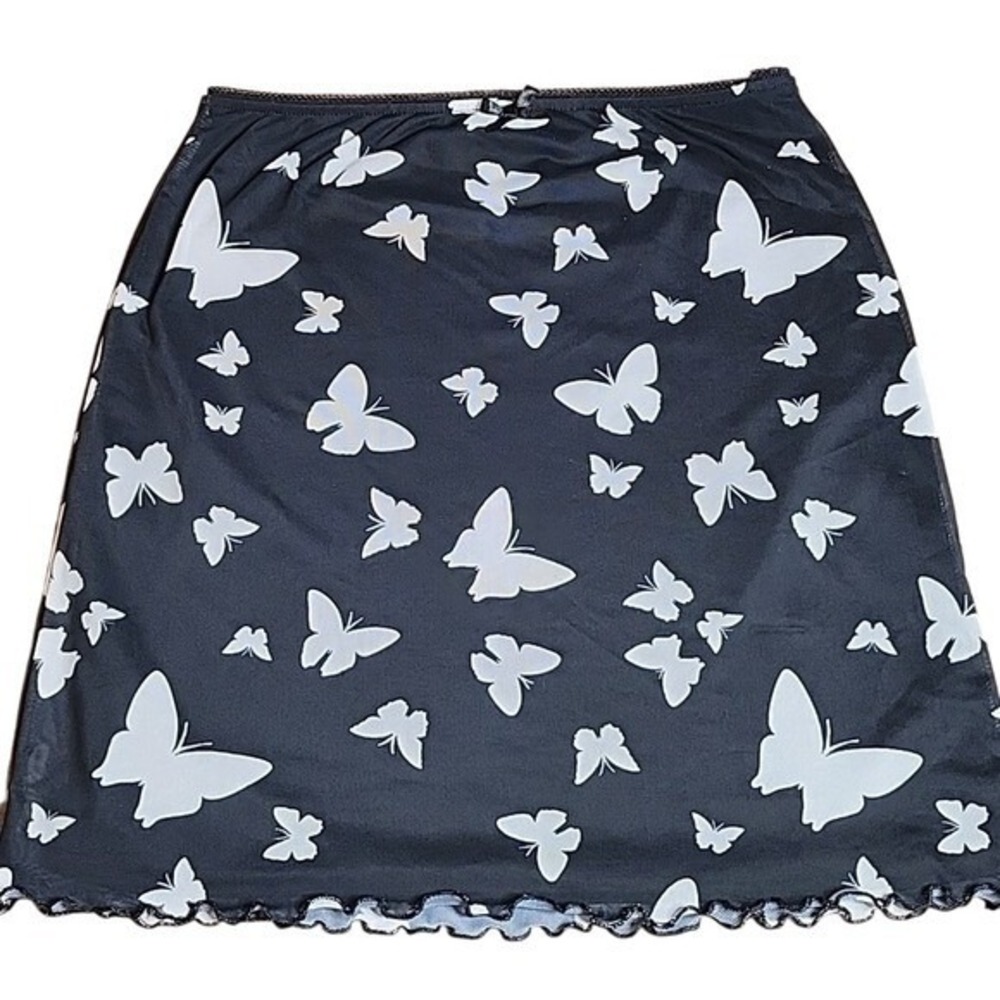 Wild Fable Butterfly Print Mini Skirt Cottagecore Fairycore, Black White, XS